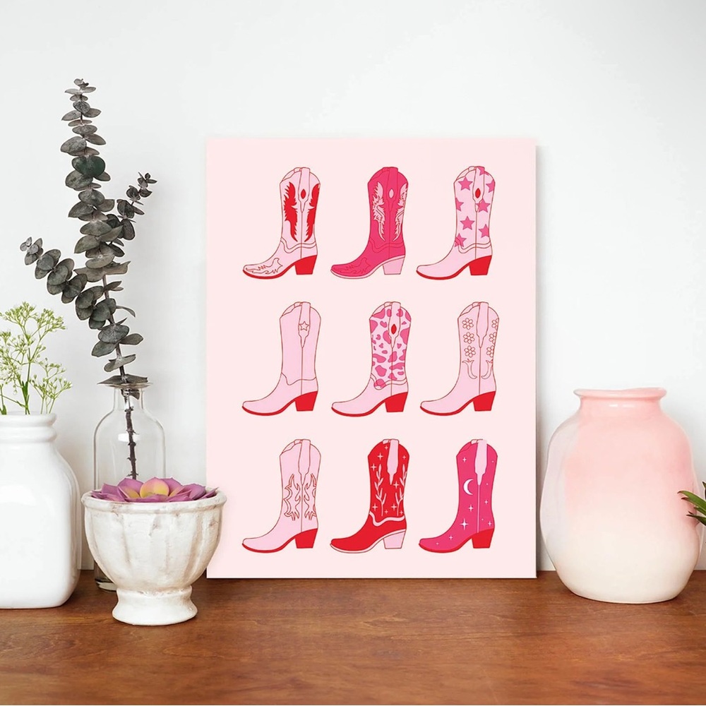 Pink Cowboy Boots canvas wall art
